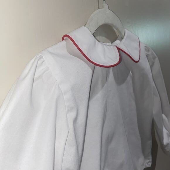 Kids' Funtasia Too! 24M Unisex White Shirt Red Piping Trim Holiday Fall Winter - Picture 2 of 6